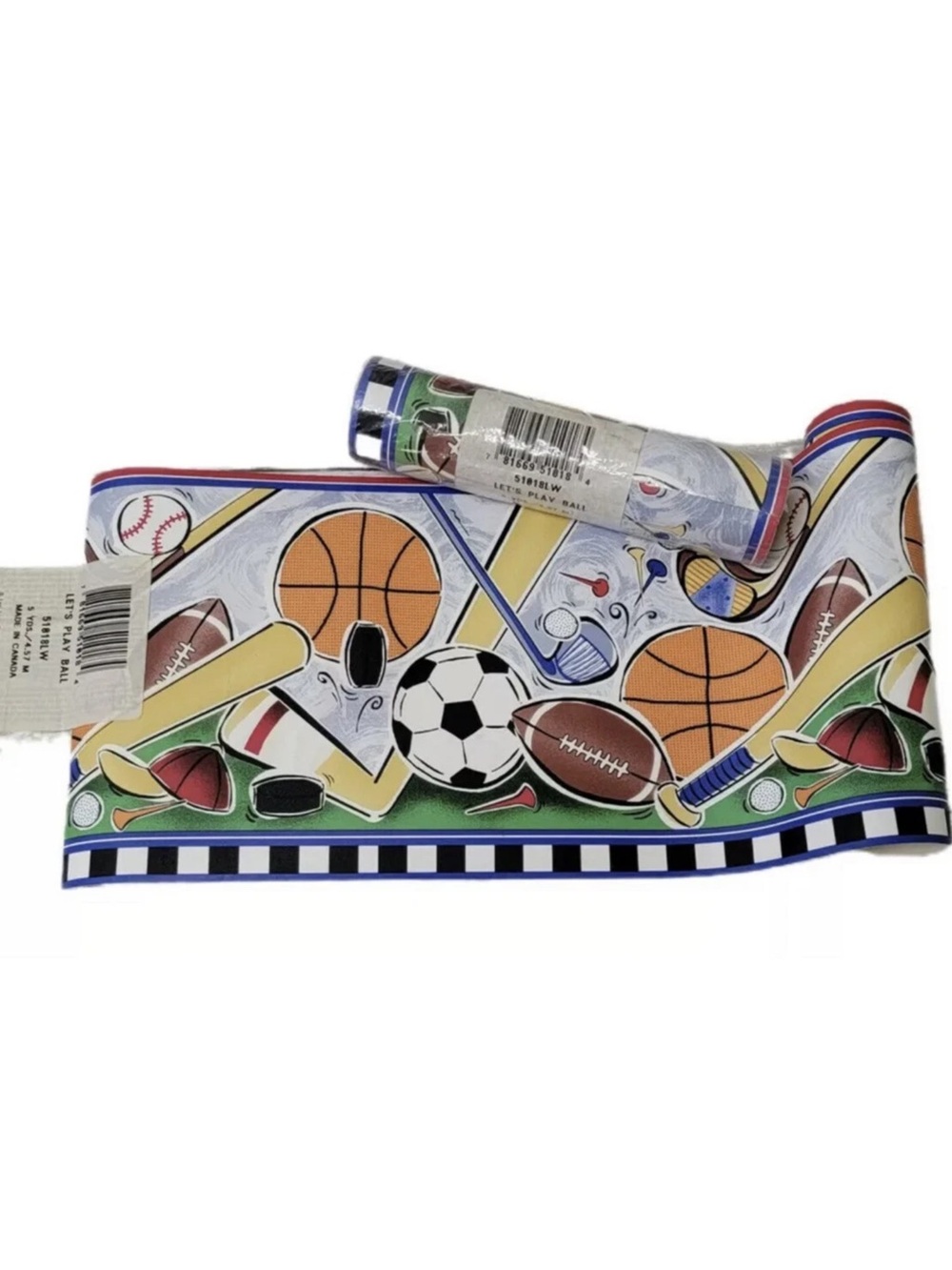 Let's Play Ball 30Ft Pre Pasted Sports Wall Border Boy Girl Baseball Soccer Golf